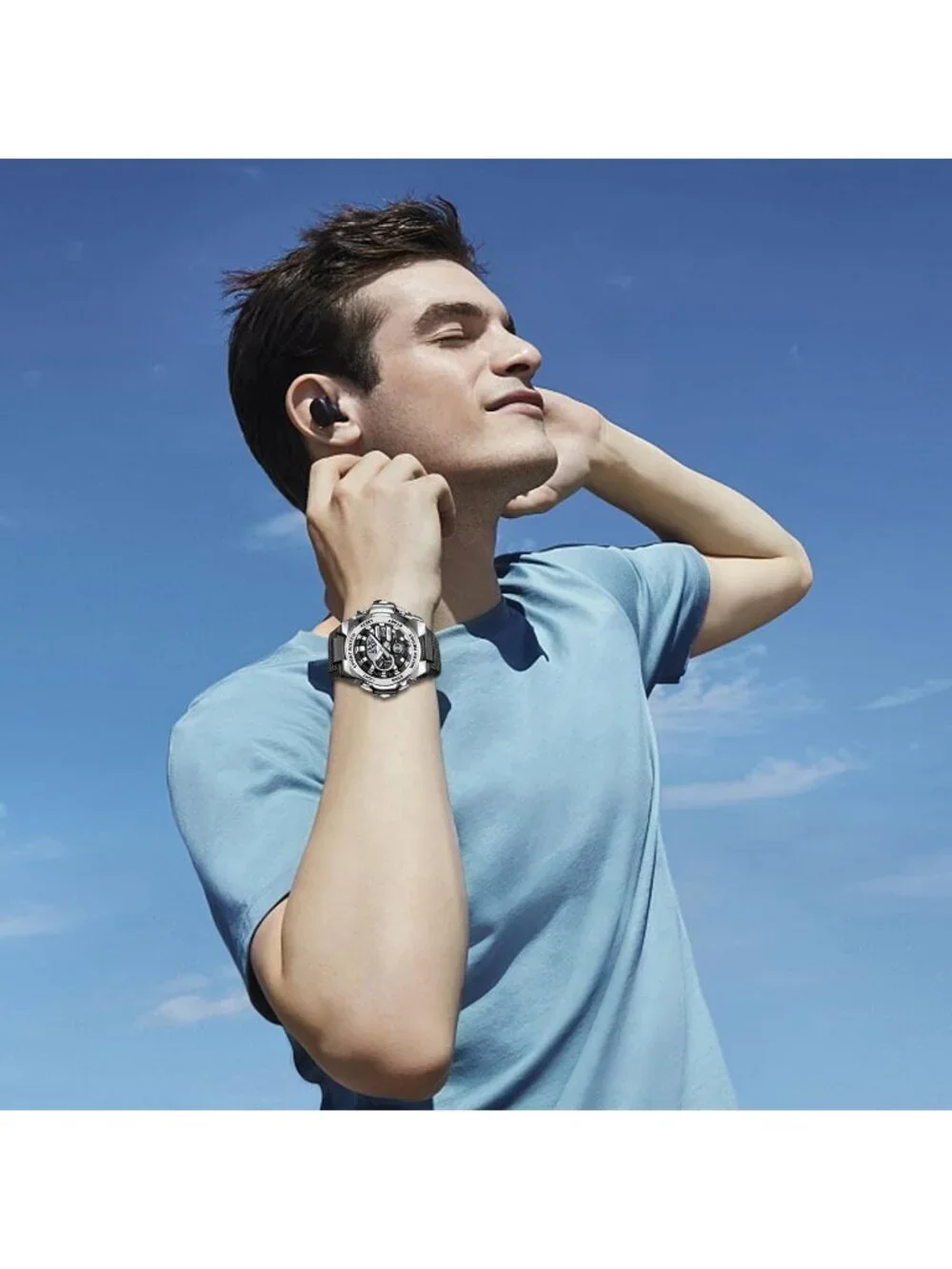 Men's Black White Analog Quartz Electronic Military Multifunction Digital Watch